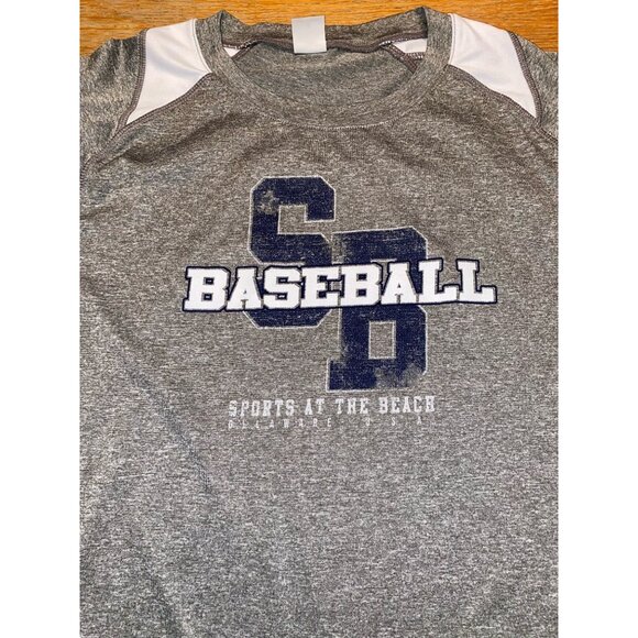 Sports At The Beach Baseball Athletic T-Shirt Gray & White - Picture 2 of 3